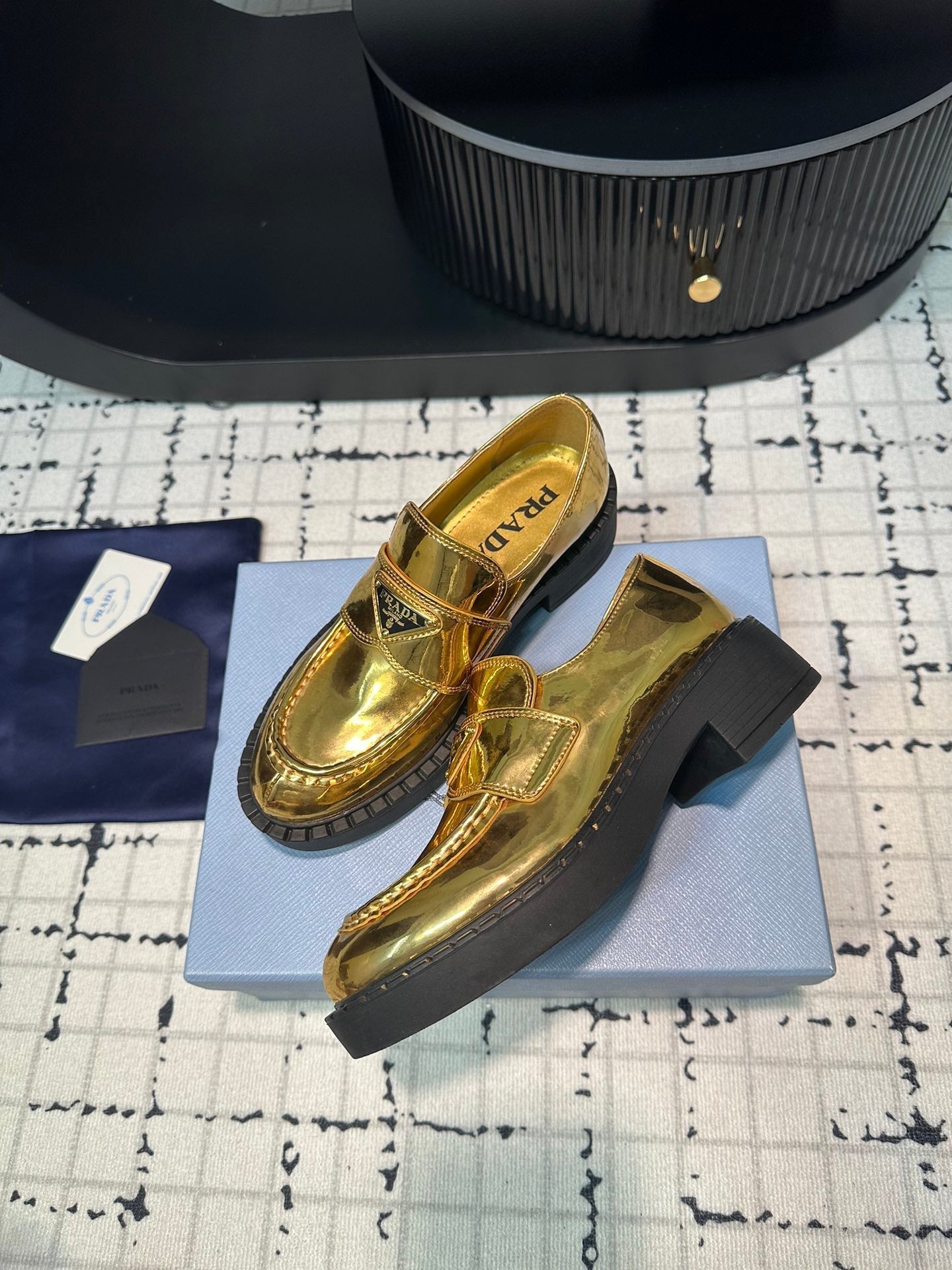 PRA SCHOCOLATE BRUSHED LOAFERS METALLIC GOLD CALFSKIN - 34