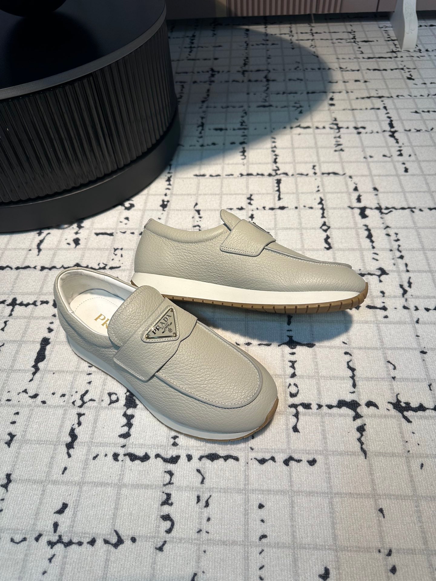 PRA SPORTY STYLE LOAFERS LIGHT GRAY CALFSKIN - 35
