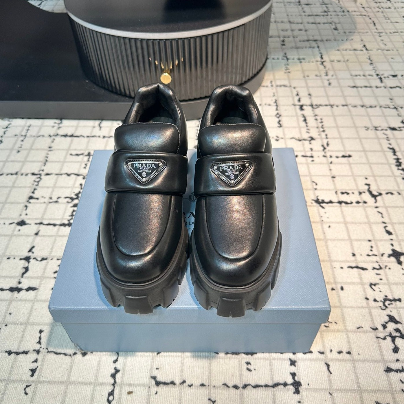 PRA BRUSHED MONOLITH LOAFERS BLACK LAMBSKIN - 35
