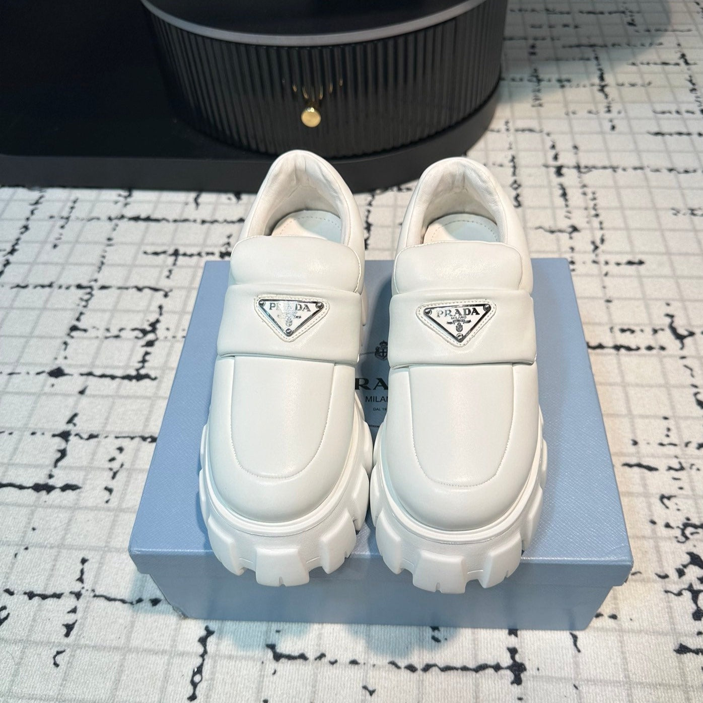 PRA BRUSHED MONOLITH LOAFERS WHITE LAMBSKIN - 35