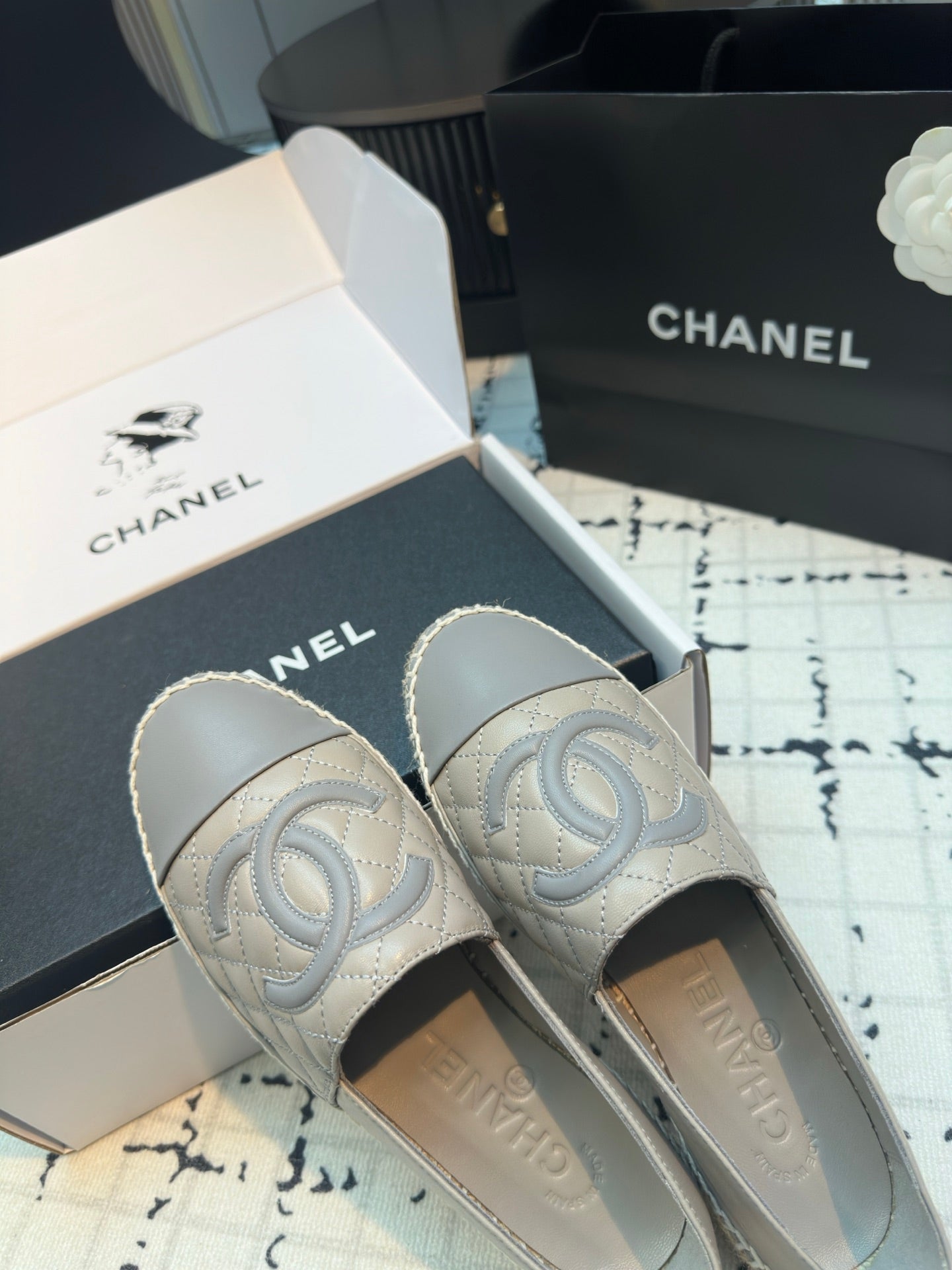 ESPADRILLES LOAFERS IN FLINT GREY LAMBSKIN - 34