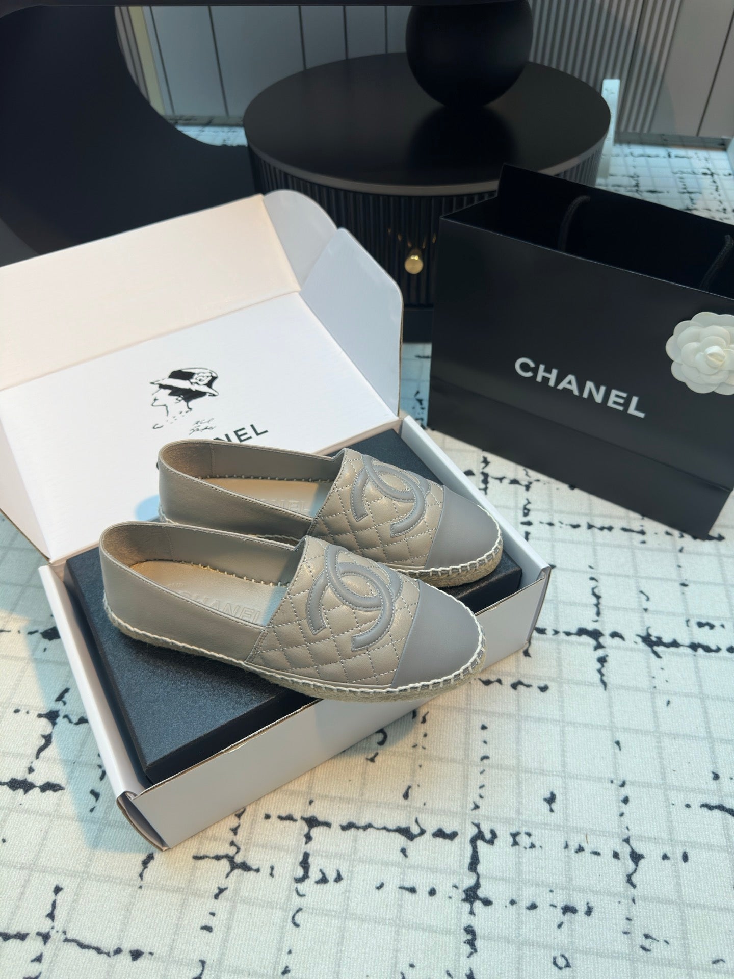 ESPADRILLES LOAFERS IN FLINT GREY LAMBSKIN - 34