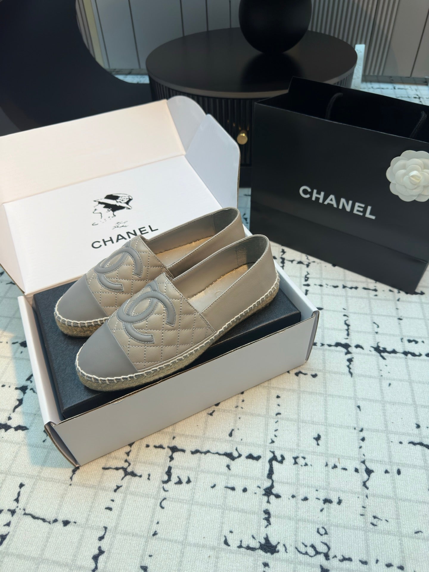 ESPADRILLES LOAFERS IN FLINT GREY LAMBSKIN - 34