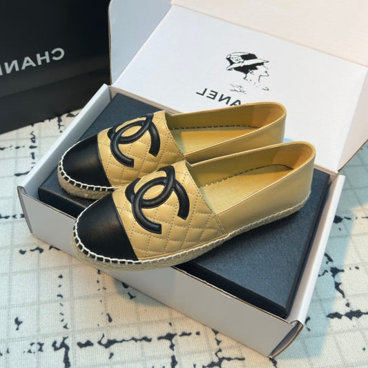 ESPADRILLES LOAFERS IN YELLOW MIX BLACK LAMBSKIN - 34
