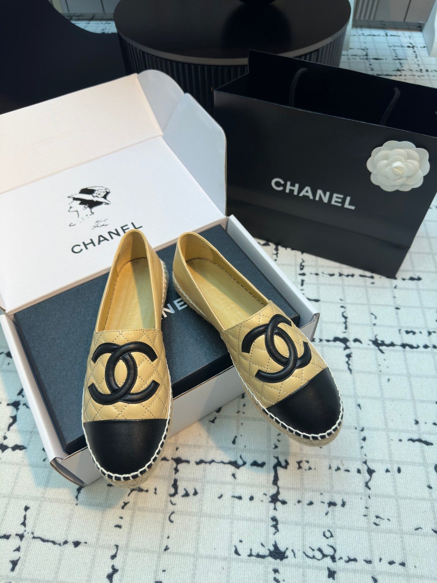 ESPADRILLES LOAFERS IN YELLOW MIX BLACK LAMBSKIN - 34