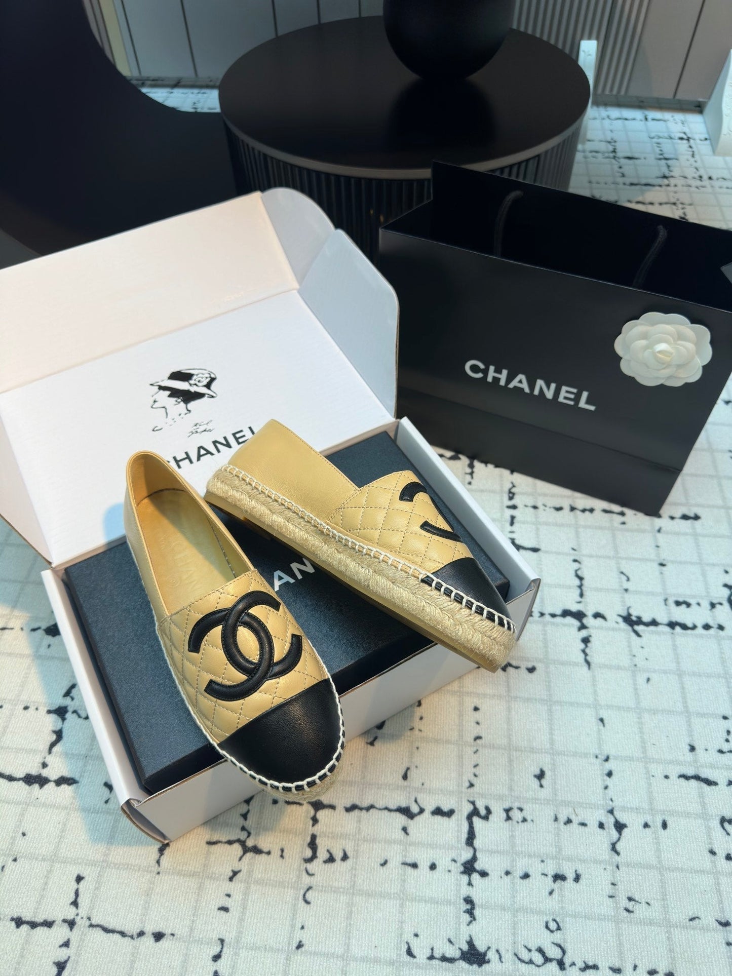 ESPADRILLES LOAFERS IN YELLOW MIX BLACK LAMBSKIN - 34