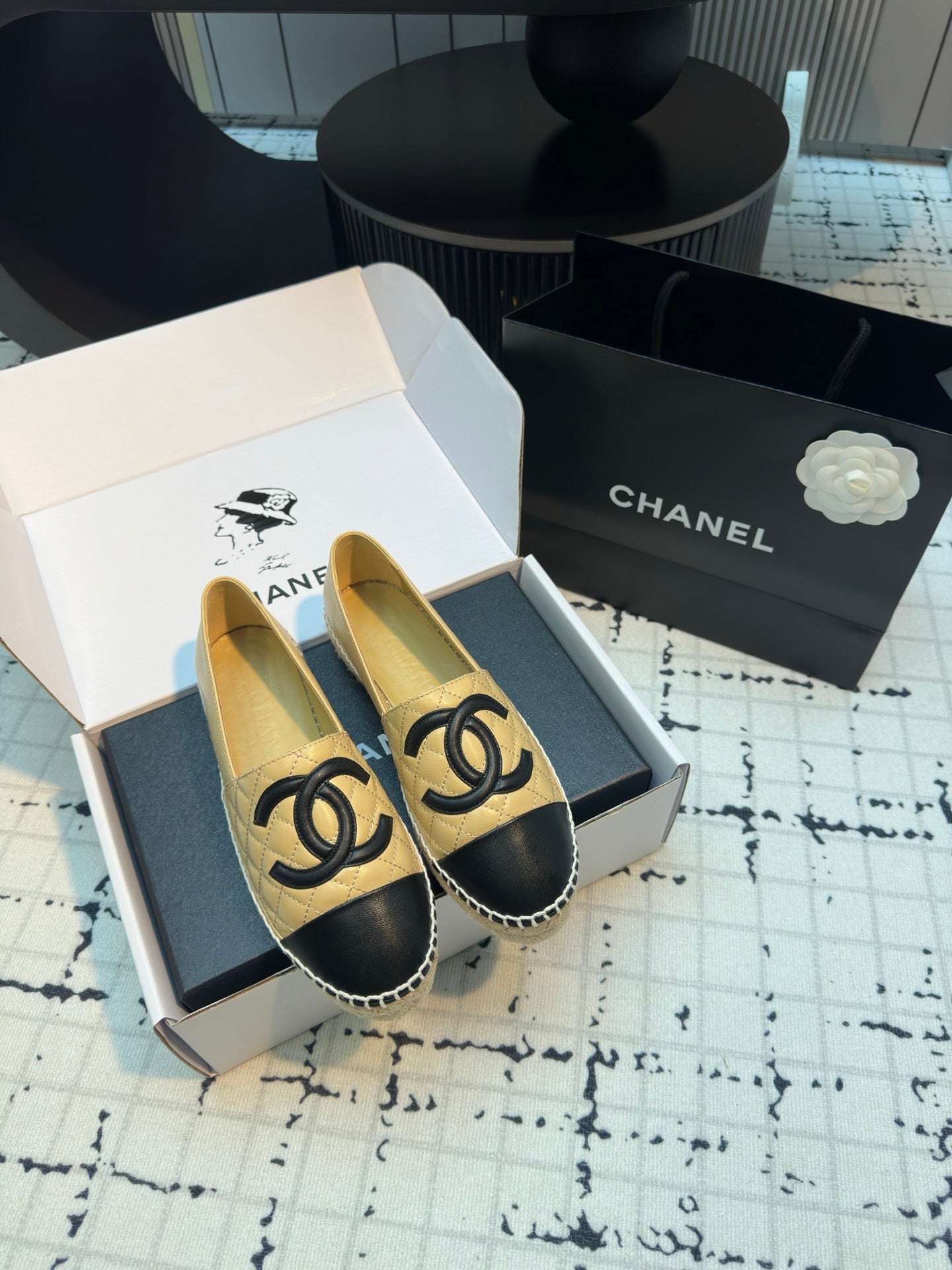 ESPADRILLES LOAFERS IN YELLOW MIX BLACK LAMBSKIN - 34