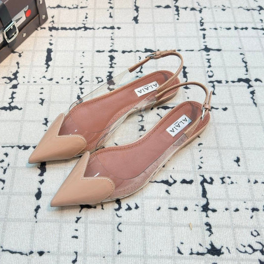 ALAIA FLAT SLINGBACK IN BEIGE BISQUE PATENT CALFSKIN AND FILM - 34