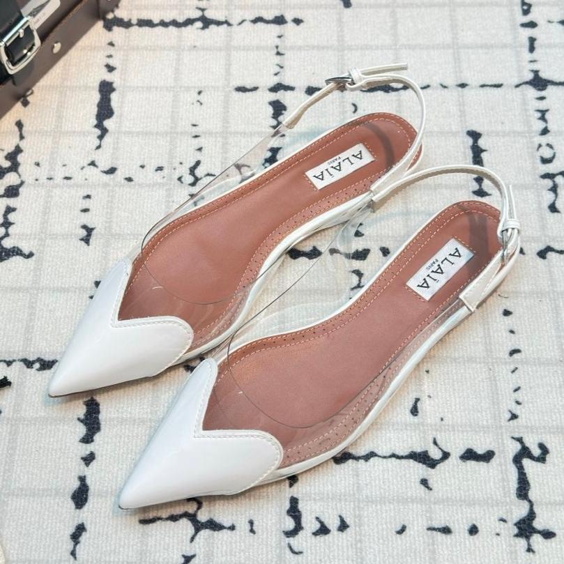 ALAIA FLAT SLINGBACK IN WHITE PATENT CALFSKIN AND FILM - 34