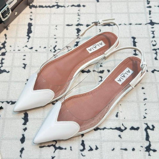 ALAIA FLAT SLINGBACK IN WHITE PATENT CALFSKIN AND FILM - 34