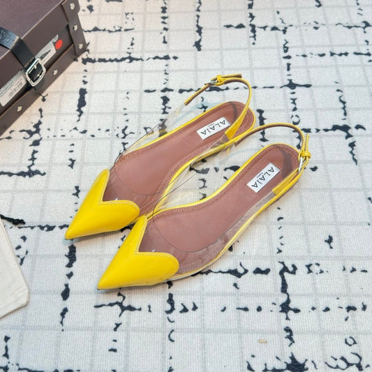 ALAIA FLAT SLINGBACK IN YELLOW PATENT CALFSKIN AND FILM - 34
