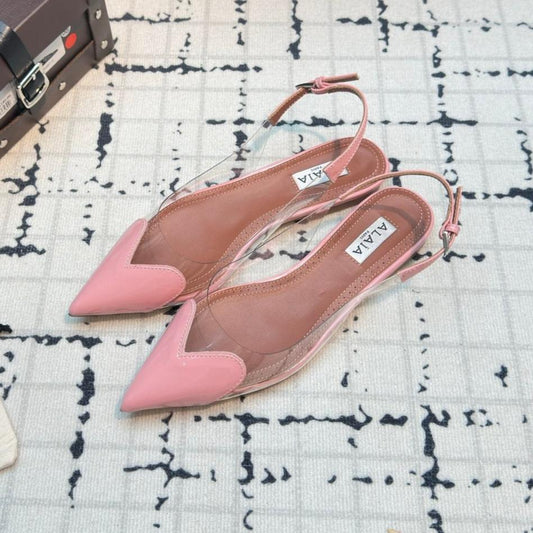 ALAIA FLAT SLINGBACK IN ROSE PINK PATENT CALFSKIN AND FILM - 34
