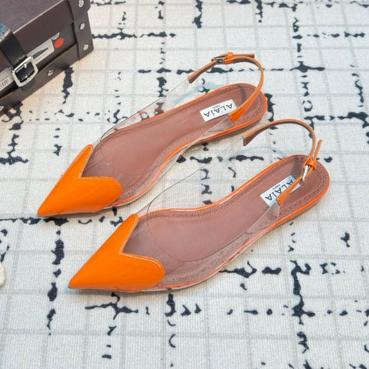 ALAIA FLAT SLINGBACK IN TIGER ORANGE PATENT CALFSKIN AND FILM - 34