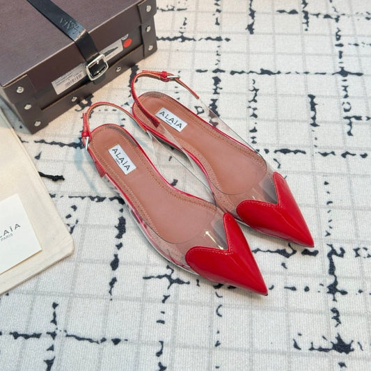 ALAIA FLAT SLINGBACK IN CHERRY RED PATENT CALFSKIN AND FILM - 34