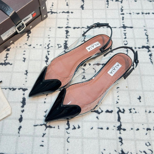 ALAIA FLAT SLINGBACK IN BLACK PATENT CALFSKIN AND FILM - 34