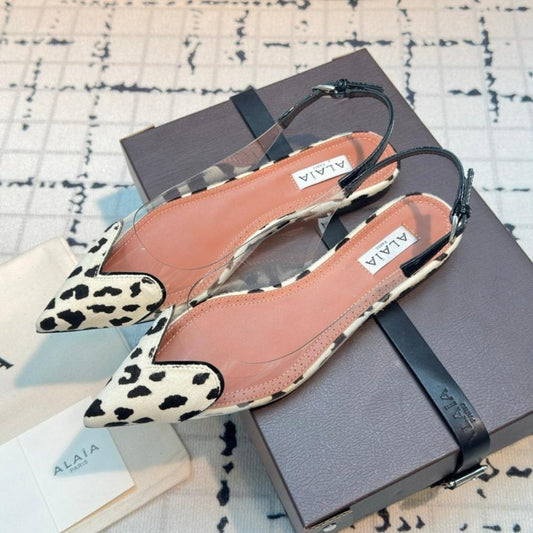 ALAIA FLAT SLINGBACK IN BLACK MIX WHITE PATENT CALFSKIN AND FILM - 34