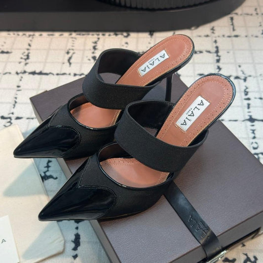 ALAIA HIGH HEEL 9 CM IN BLACK CALFSKIN - 34