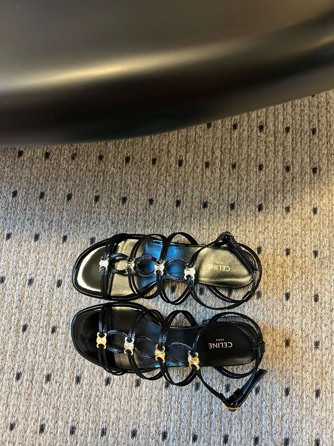 CLEMENCE MULTI TRIOMPHE 45 MM SANDAL IN BLACK LAMBSKIN - 35