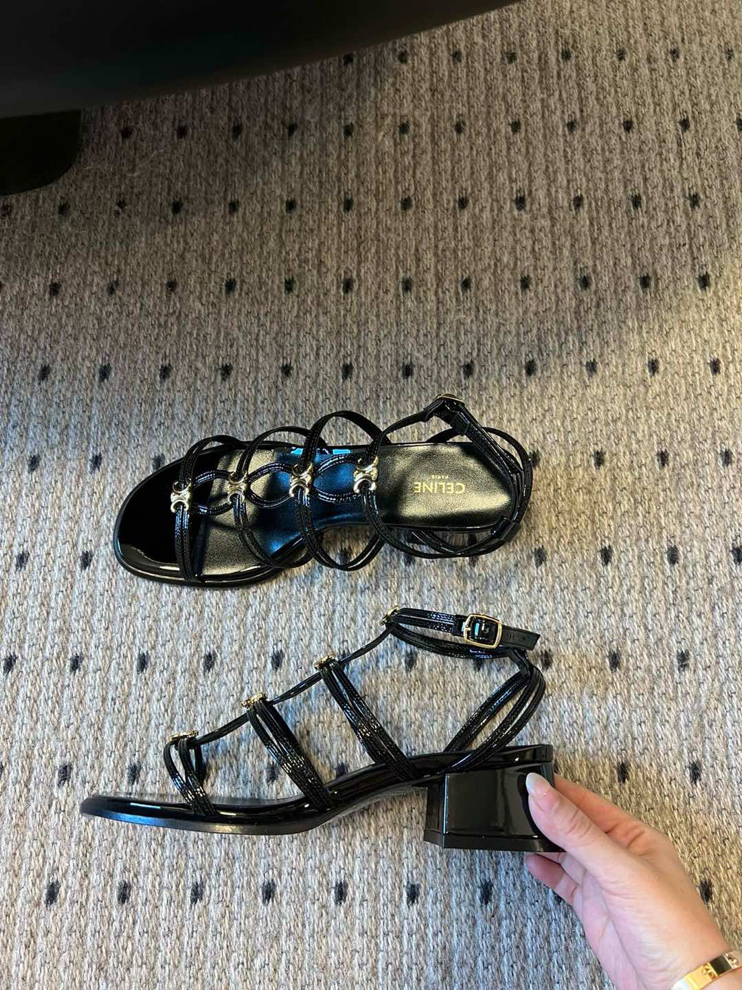CLEMENCE MULTI TRIOMPHE 45 MM SANDAL IN BLACK LAMBSKIN - 35
