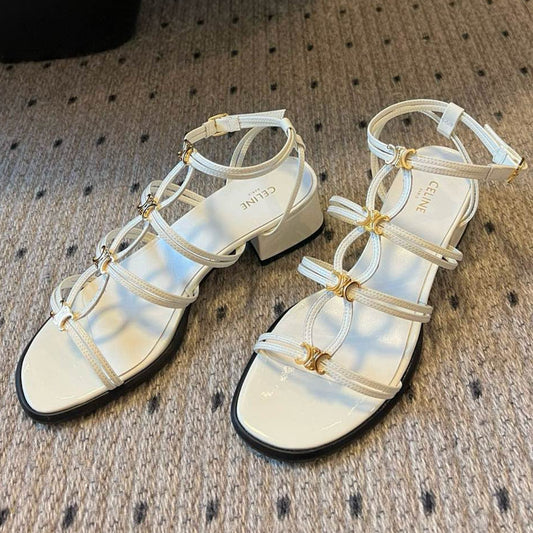 CLEMENCE MULTI TRIOMPHE 45 MM SANDAL IN WHITE LAMBSKIN - 35