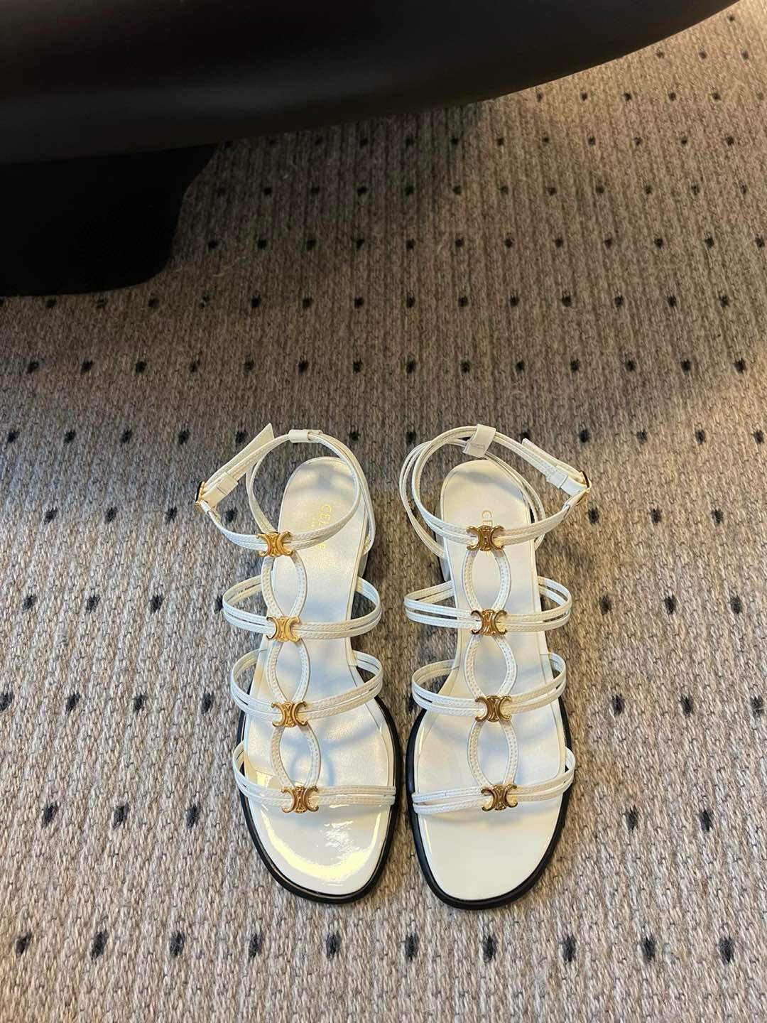 CLEMENCE MULTI TRIOMPHE 45 MM SANDAL IN WHITE LAMBSKIN - 35