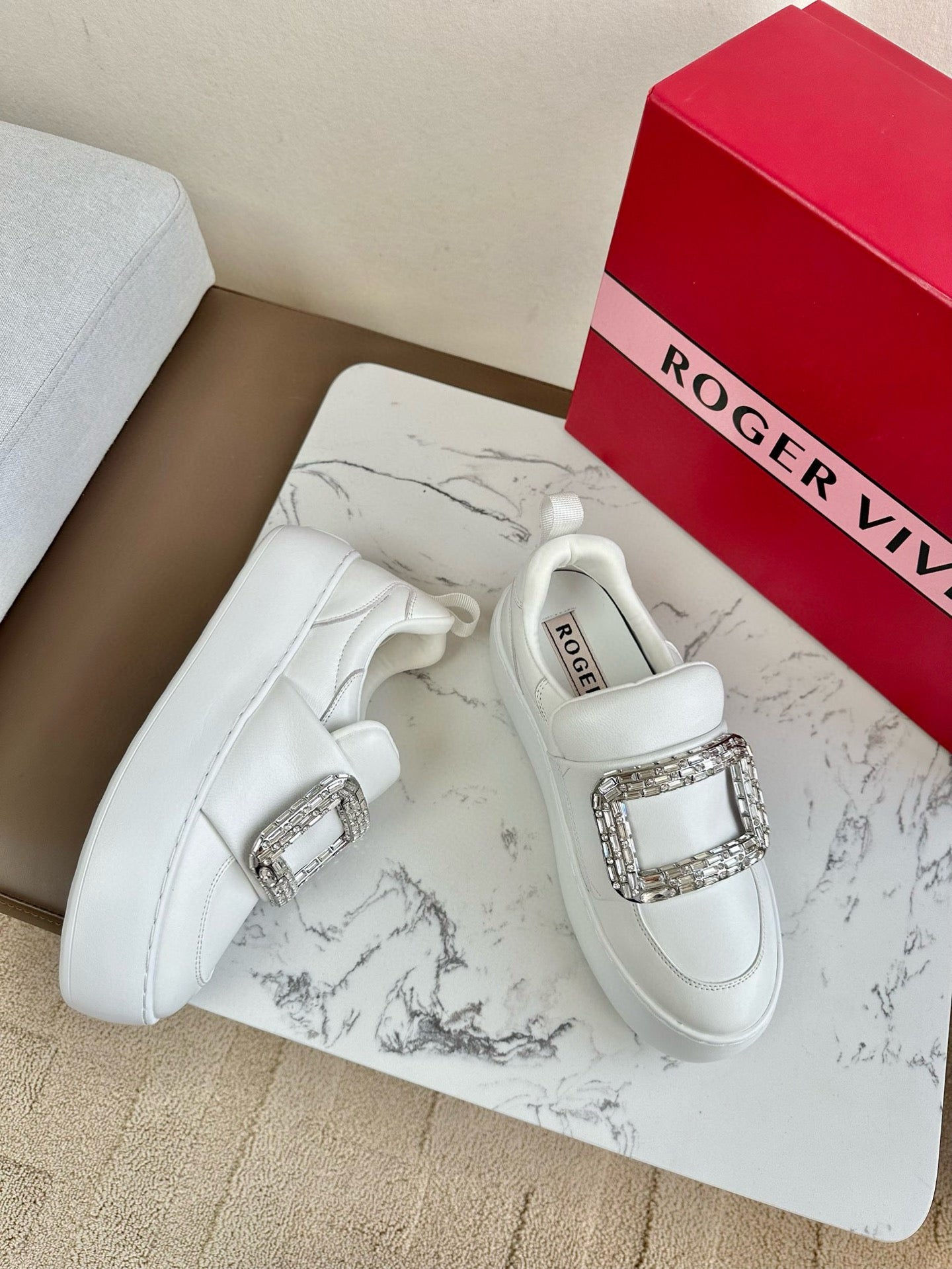 VIV' UP SNEAKERS IN WHITE CALFSKIN - 35
