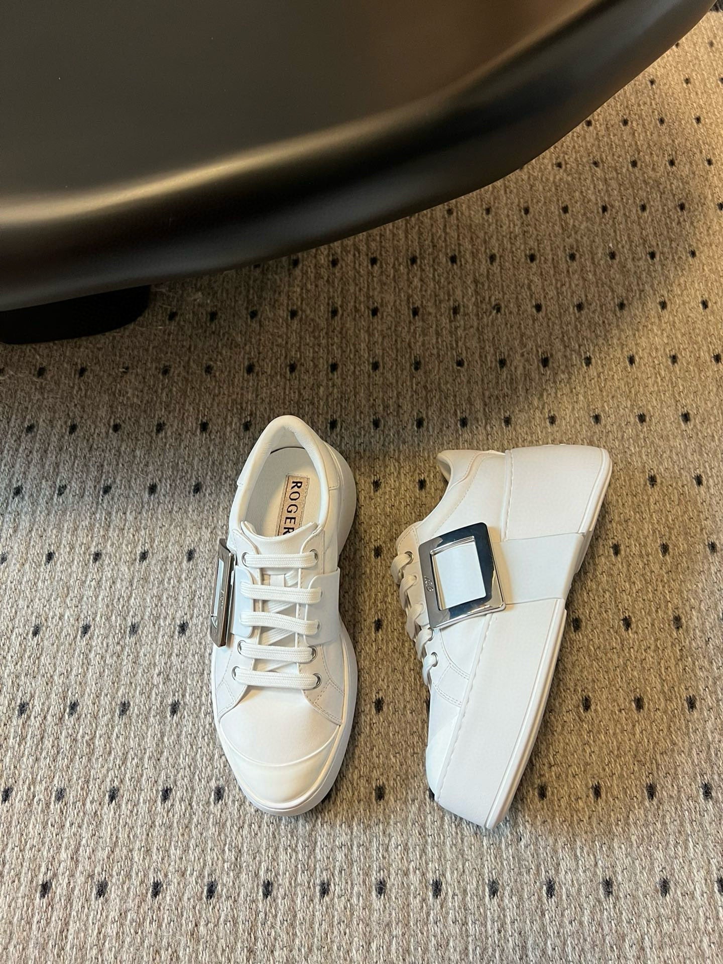 VIV' SKATE SNEAKERS IN WHITE SMOOTH CALFSKIN SILVER BUCKLE - 35
