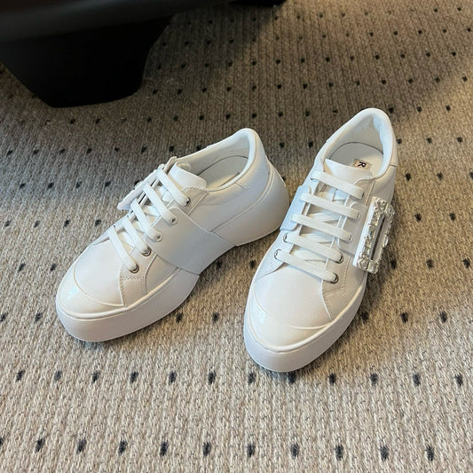 VIV' SKATE SNEAKERS IN WHITE SMOOTH CALFSKIN CRYSTAL BUCKLE - 35