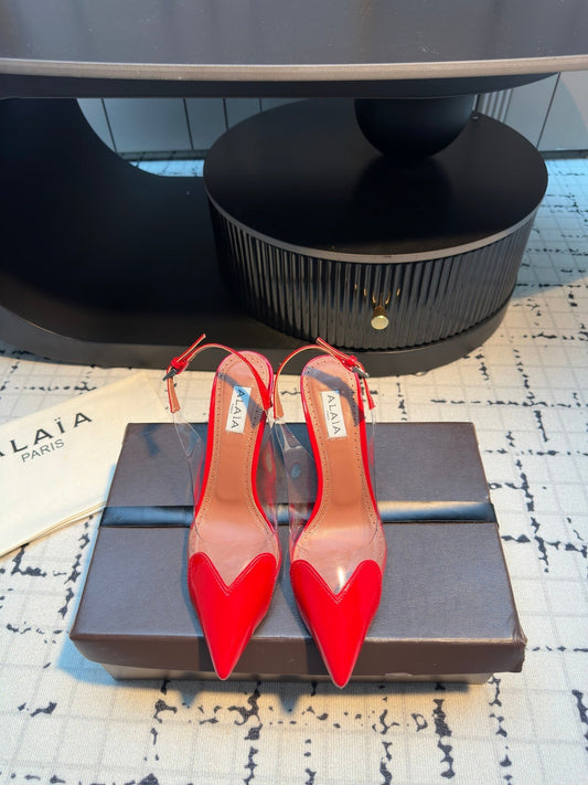 ALAIA HIGH SLINGBACK 25S 90 MM IN RED CALFSKIN - 34
