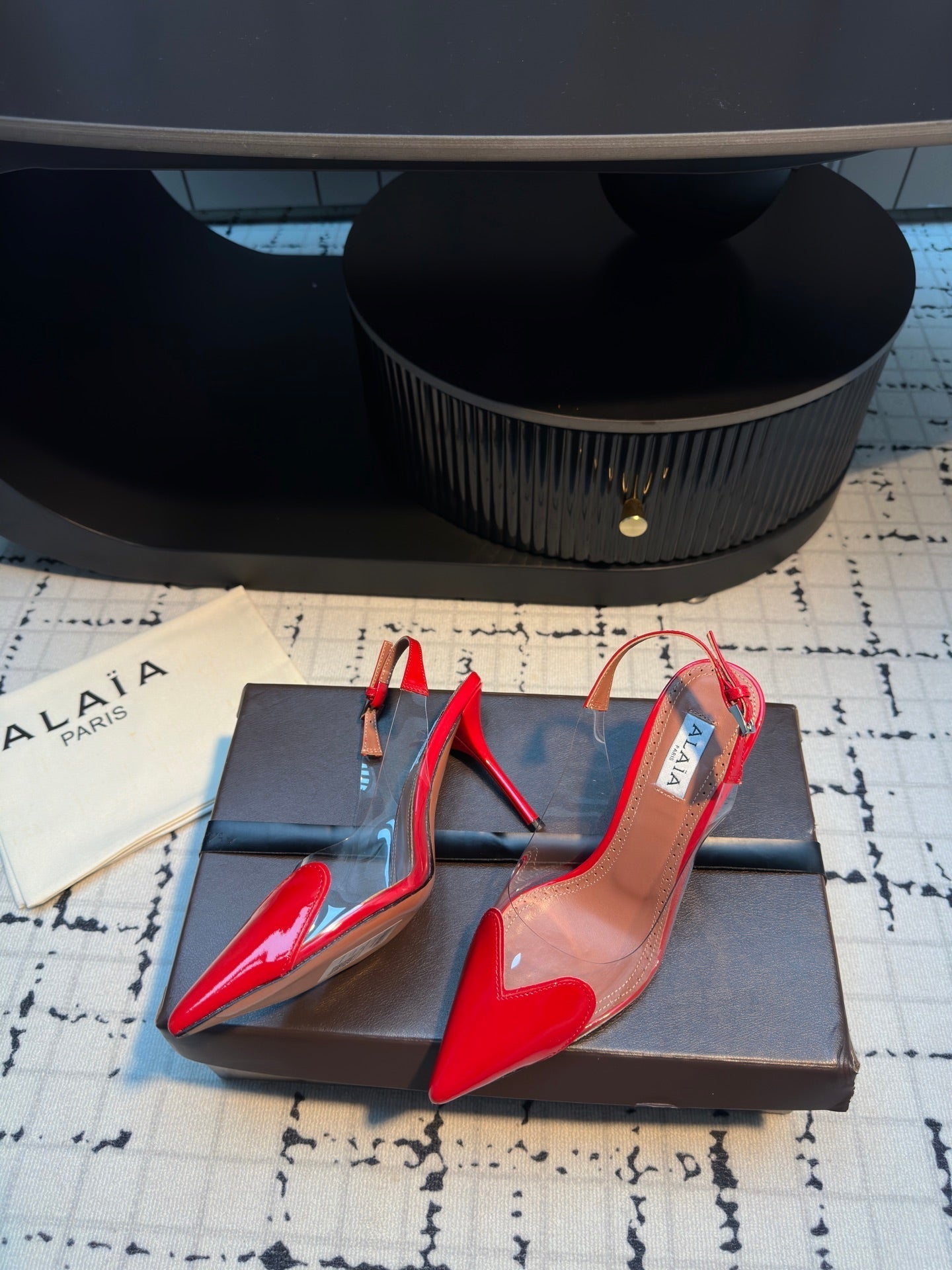 ALAIA HIGH SLINGBACK 25S 90 MM IN RED CALFSKIN - 34
