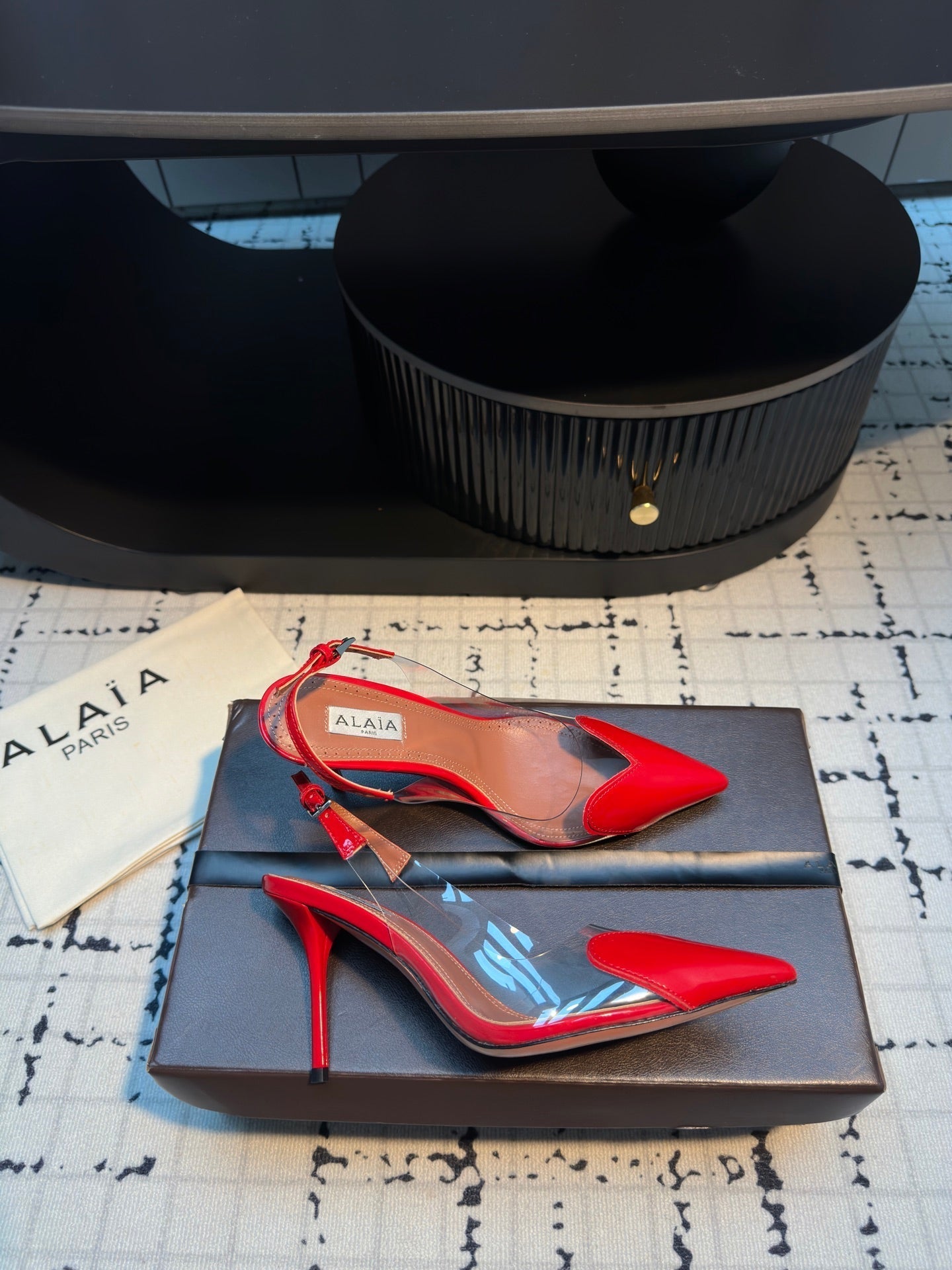 ALAIA HIGH SLINGBACK 25S 90 MM IN RED CALFSKIN - 34
