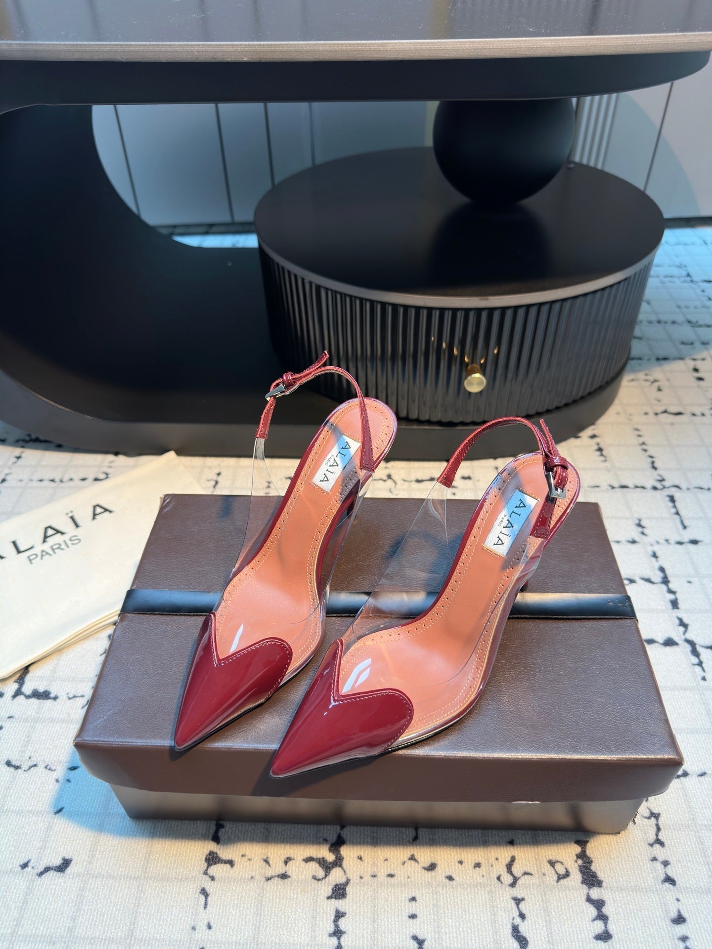 ALAIA HIGH SLINGBACK 25S 90 MM IN DARK RED CALFSKIN - 34