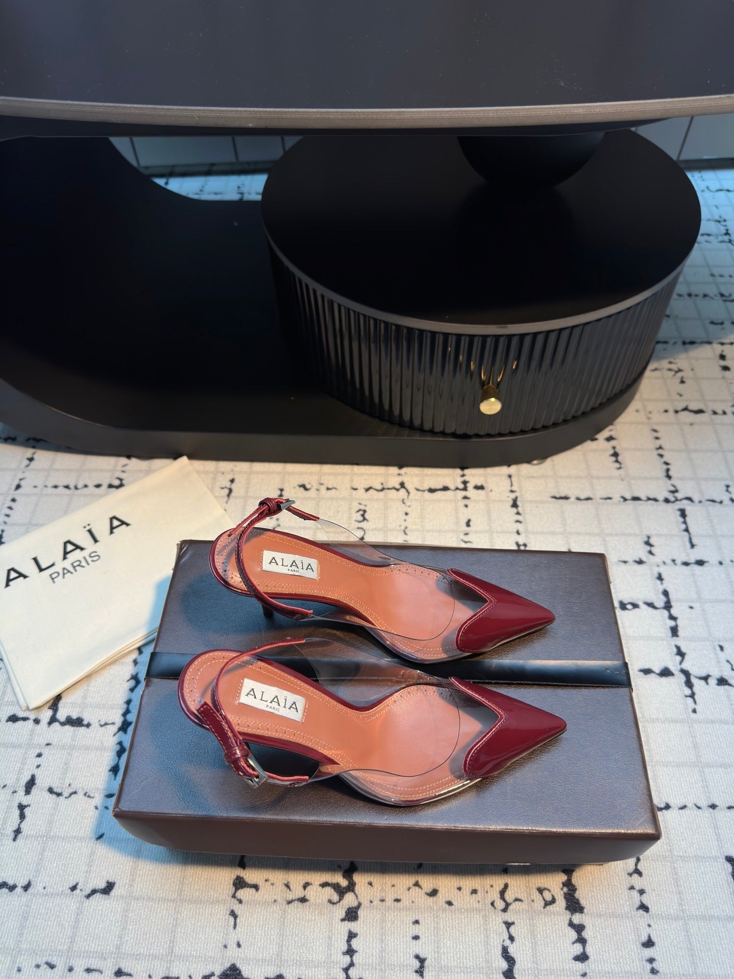ALAIA HIGH SLINGBACK 25S 90 MM IN DARK RED CALFSKIN - 34