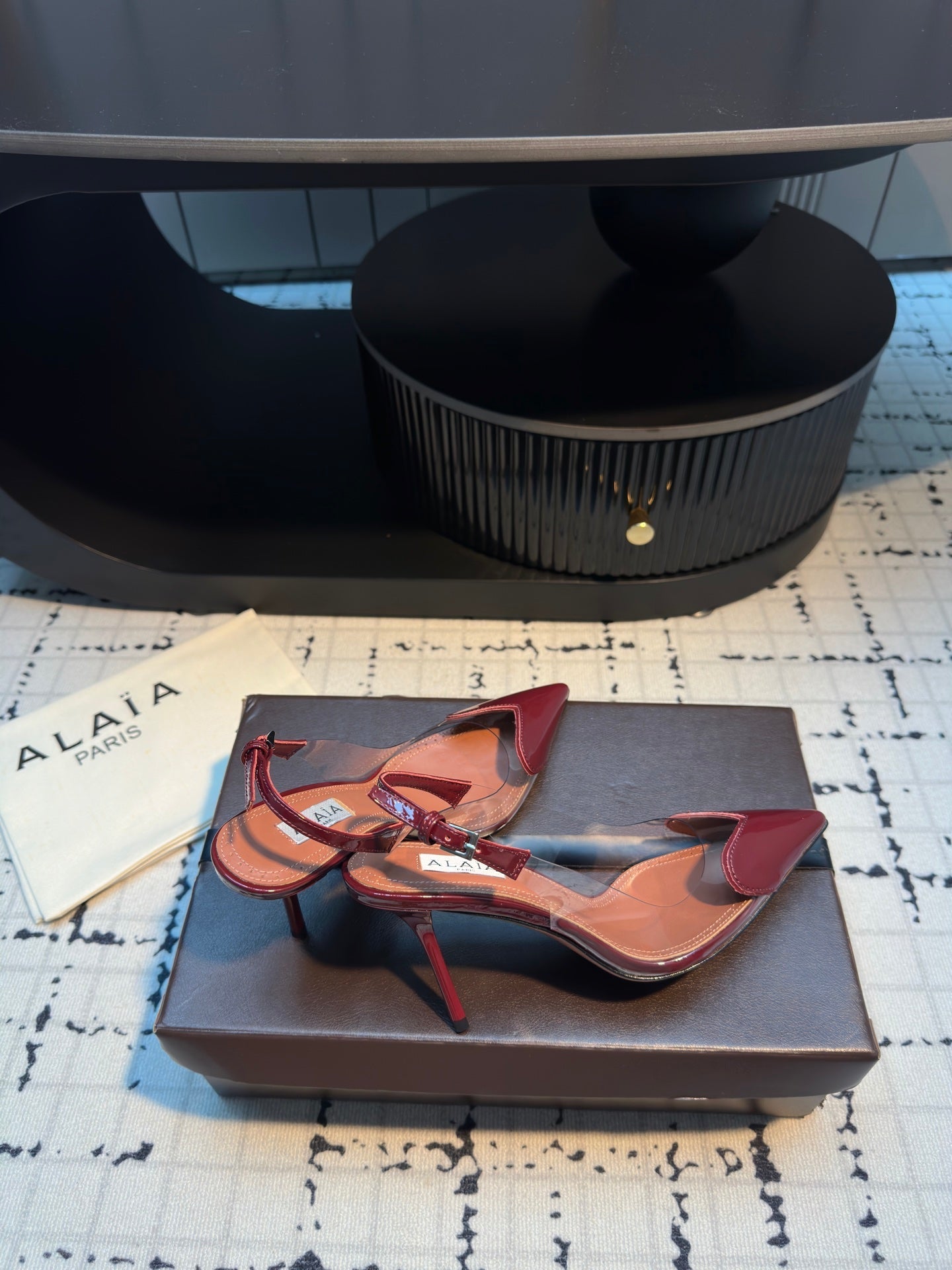 ALAIA HIGH SLINGBACK 25S 90 MM IN DARK RED CALFSKIN - 34