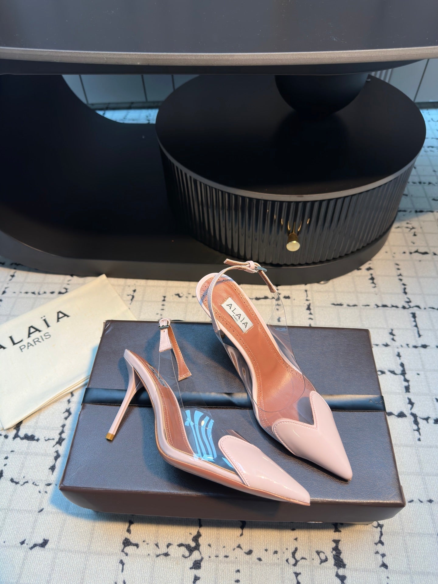 ALAIA HIGH SLINGBACK 25S 90 MM IN LIGHT PINK CALFSKIN - 34