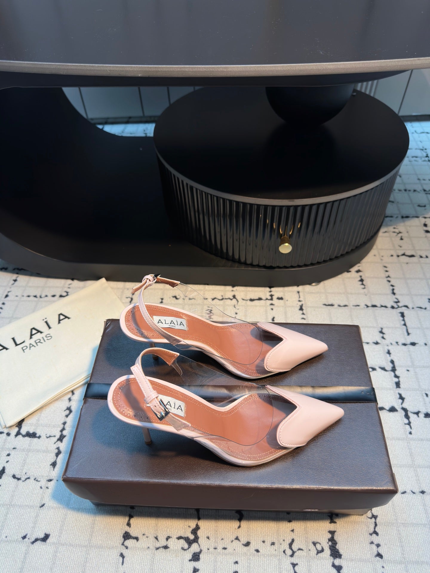 ALAIA HIGH SLINGBACK 25S 90 MM IN LIGHT PINK CALFSKIN - 34