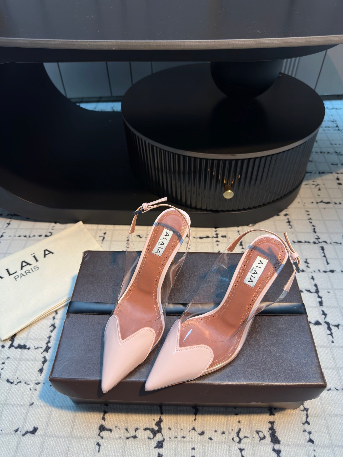 ALAIA HIGH SLINGBACK 25S 90 MM IN LIGHT PINK CALFSKIN - 34