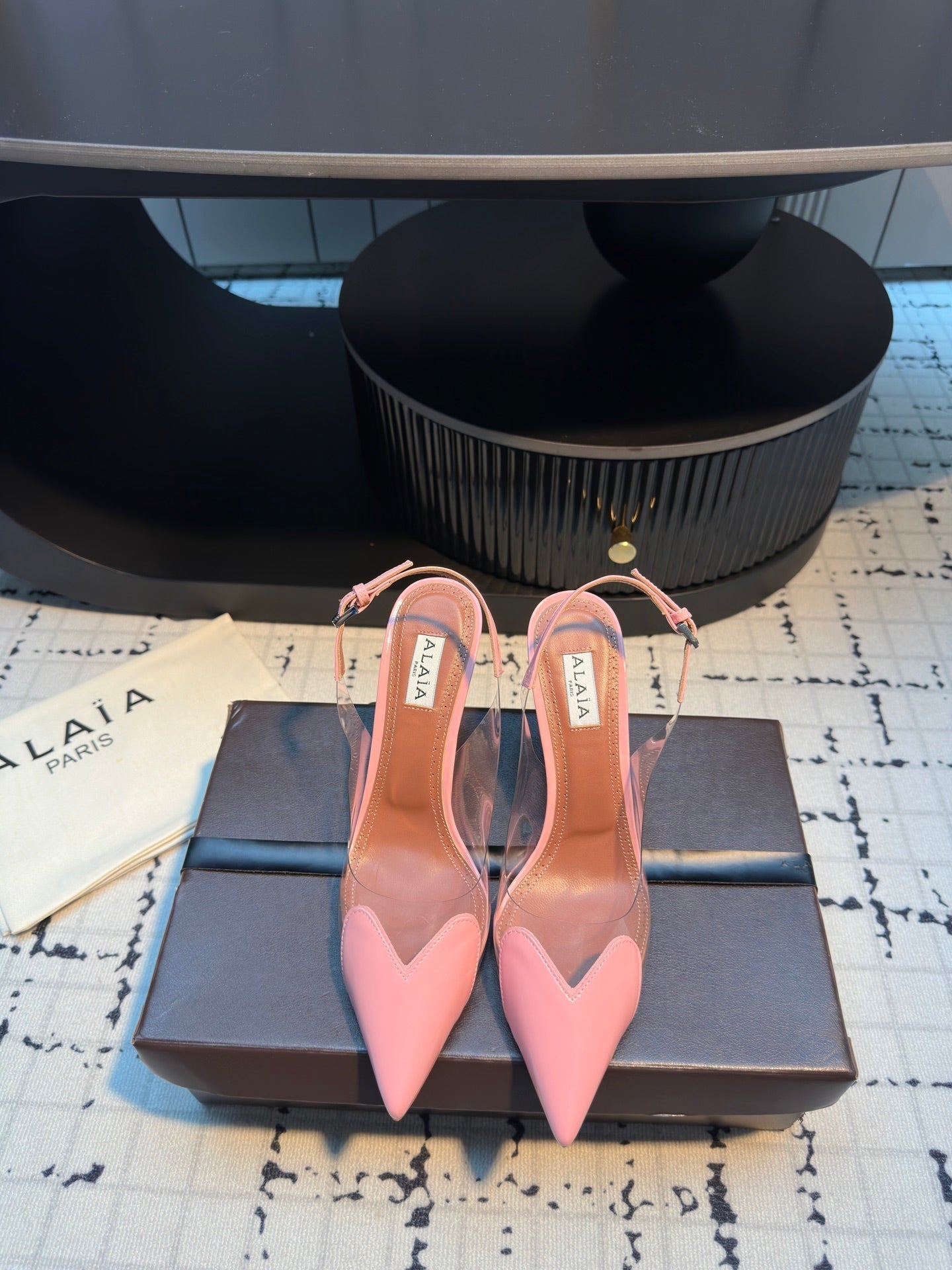 ALAIA HIGH SLINGBACK 25S 90 MM IN PINK CALFSKIN - 34