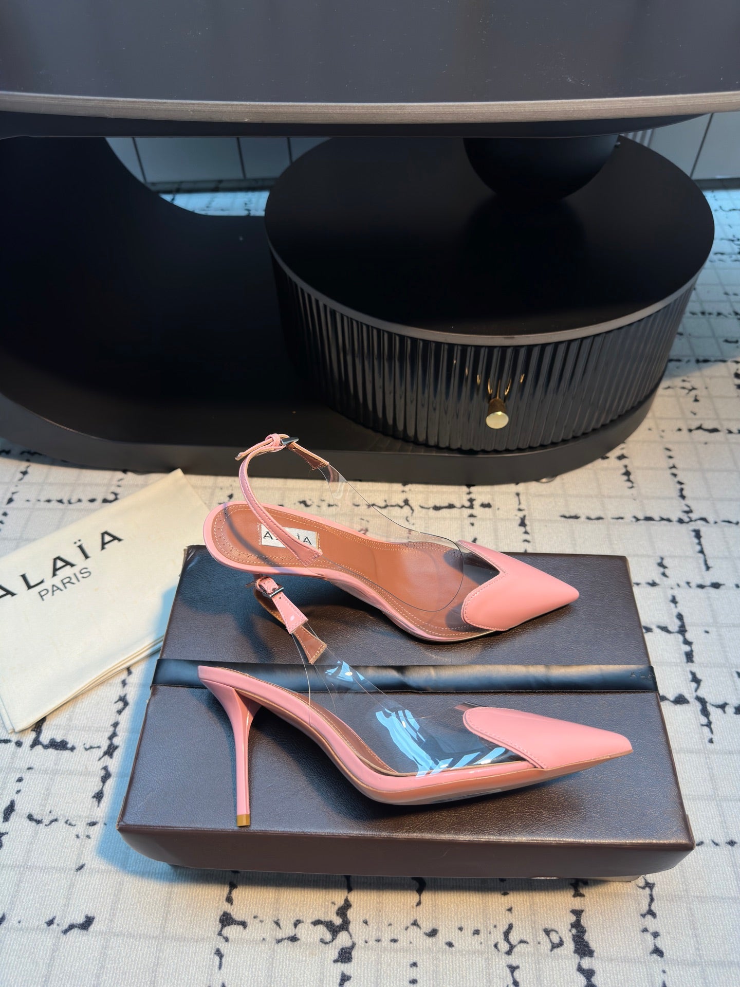 ALAIA HIGH SLINGBACK 25S 90 MM IN PINK CALFSKIN - 34