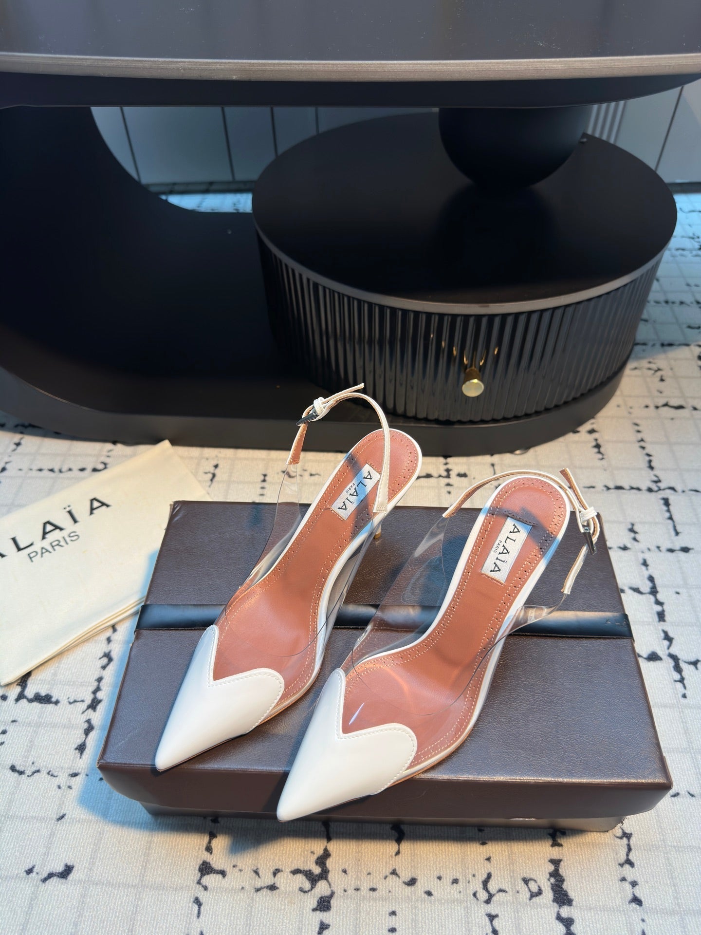 ALAIA HIGH SLINGBACK 25S 90 MM IN WHITE CALFSKIN - 34