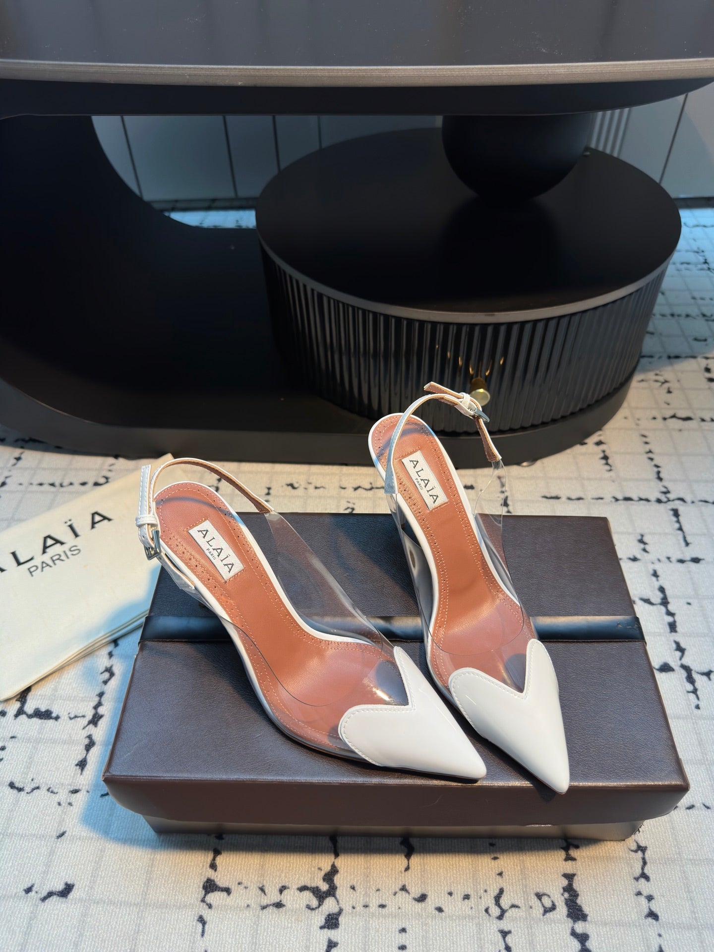 ALAIA HIGH SLINGBACK 25S 90 MM IN WHITE CALFSKIN - 34