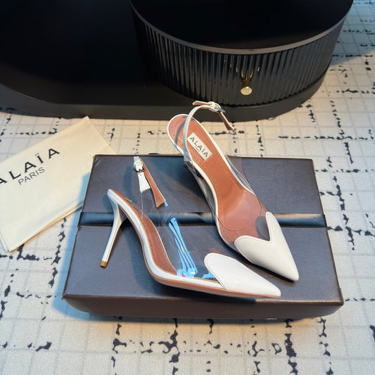 ALAIA HIGH SLINGBACK 25S 90 MM IN WHITE CALFSKIN - 34
