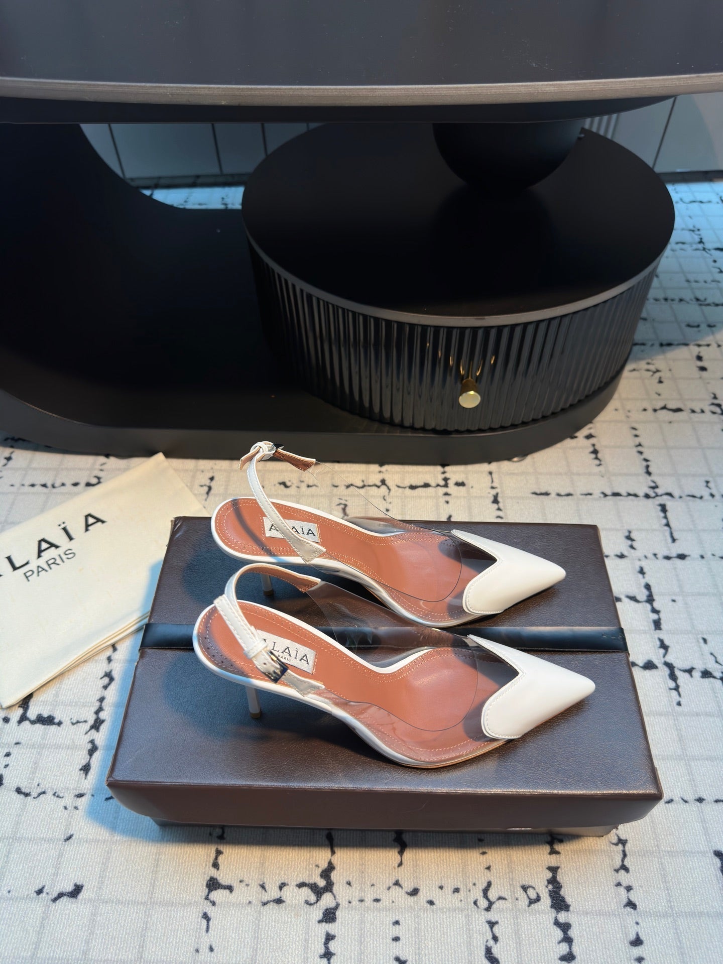 ALAIA HIGH SLINGBACK 25S 90 MM IN WHITE CALFSKIN - 34