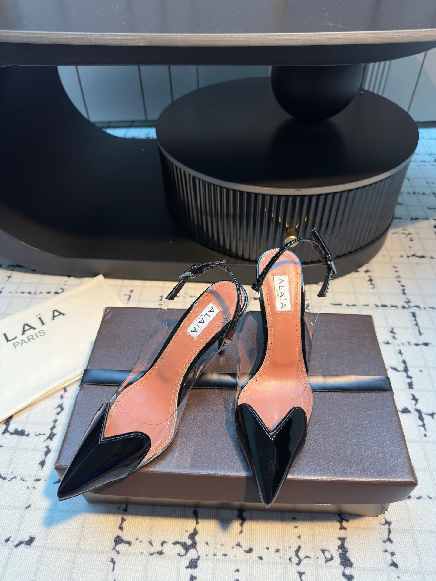 ALAIA HIGH SLINGBACK 25S 90 MM IN BLACK CALFSKIN - 34