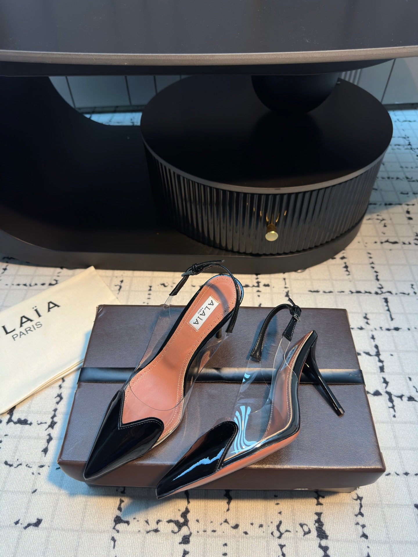 ALAIA HIGH SLINGBACK 25S 90 MM IN BLACK CALFSKIN - 34