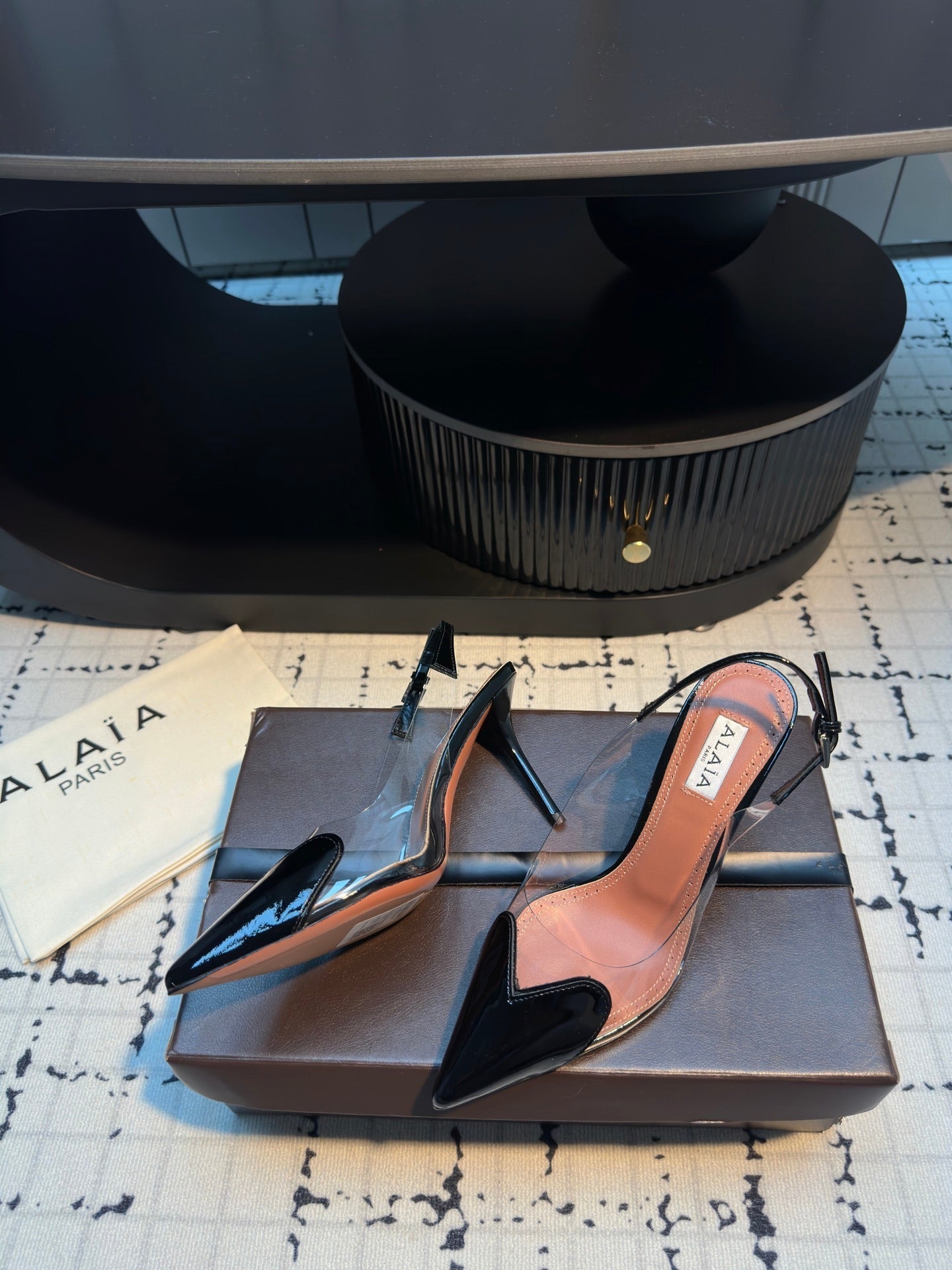 ALAIA HIGH SLINGBACK 25S 90 MM IN BLACK CALFSKIN - 34