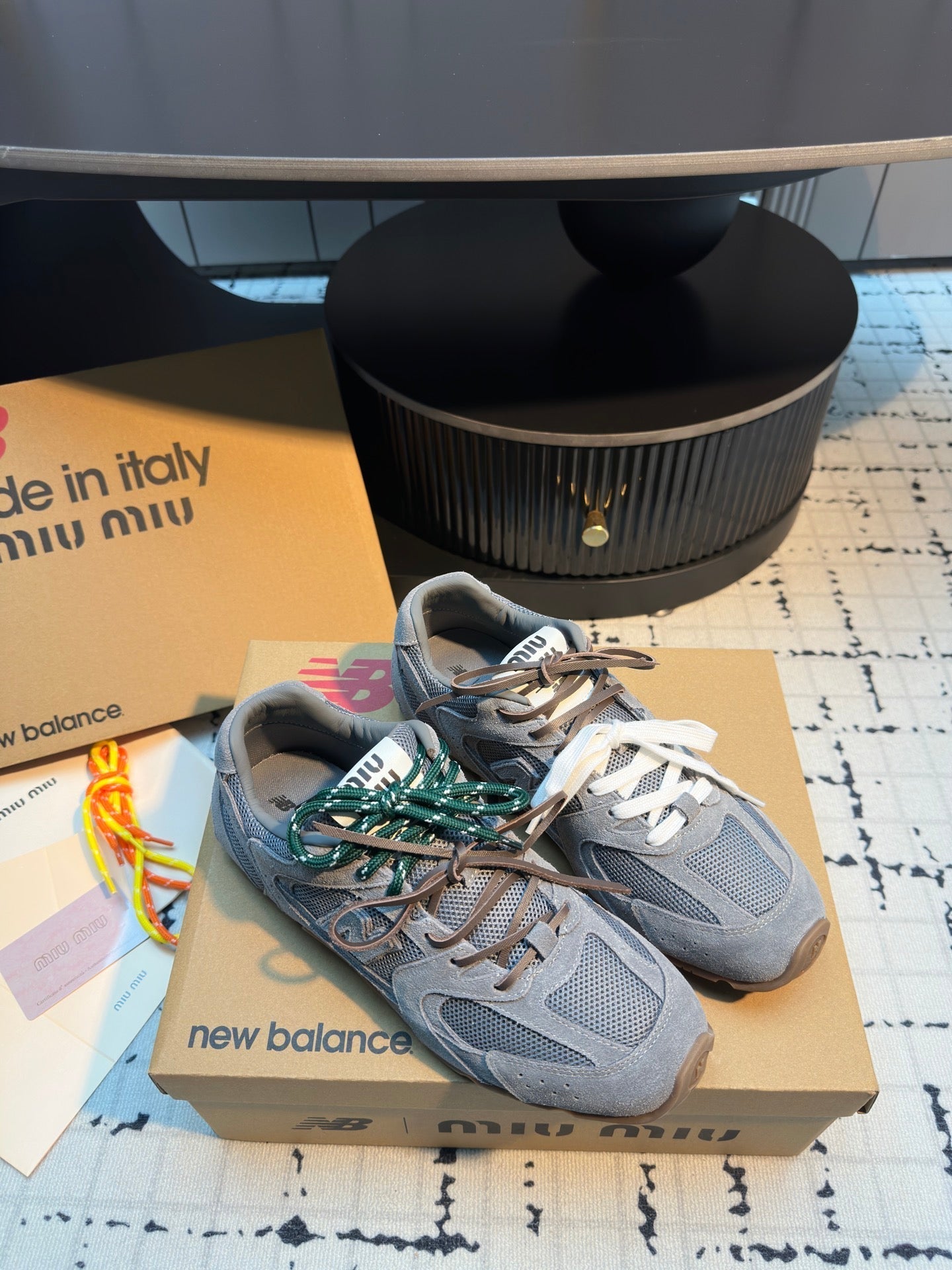 MIUMIU 26S RUNNING SNEAKERS IN GREY SUEDE AND MESH RUBBER SOLE