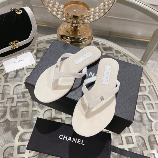 Double CC Flip Flop Thongs White Sheepskin - 35