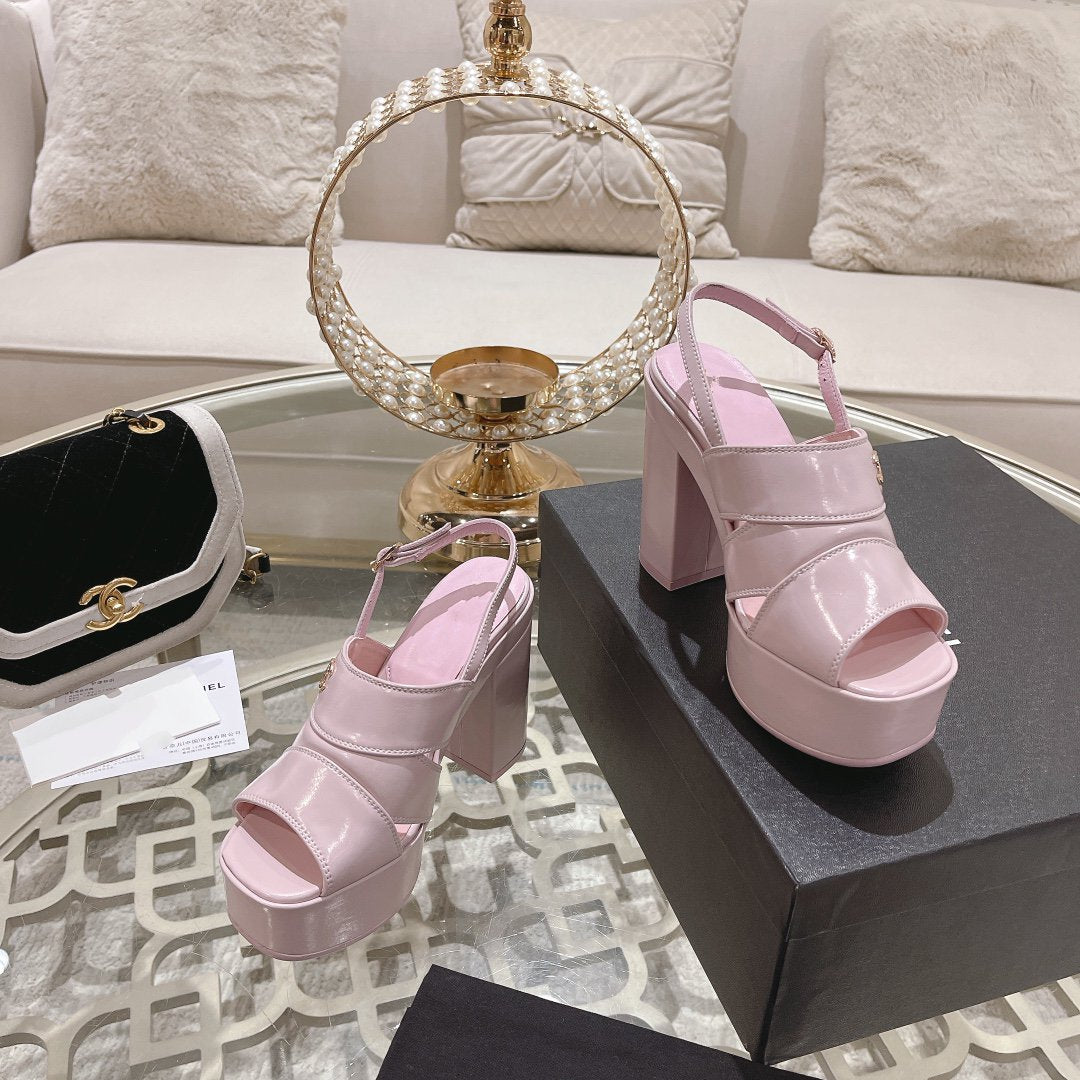 sandals pink patent crumpled lambskin - 35