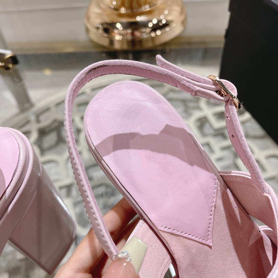 sandals pink patent crumpled lambskin - 35